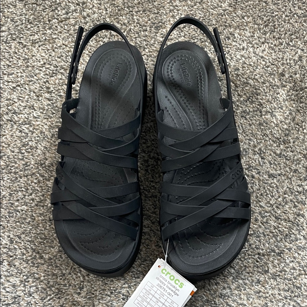 CROCS Black Brooklyn Strappy Sandals